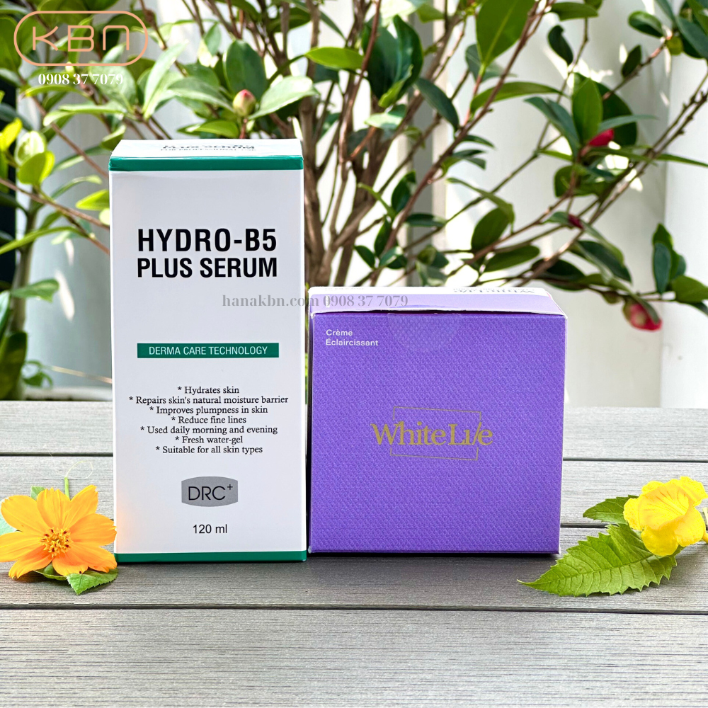 Combo 2 sản phẩm kem dưỡng trắng da White Lie + serum Hydro B5