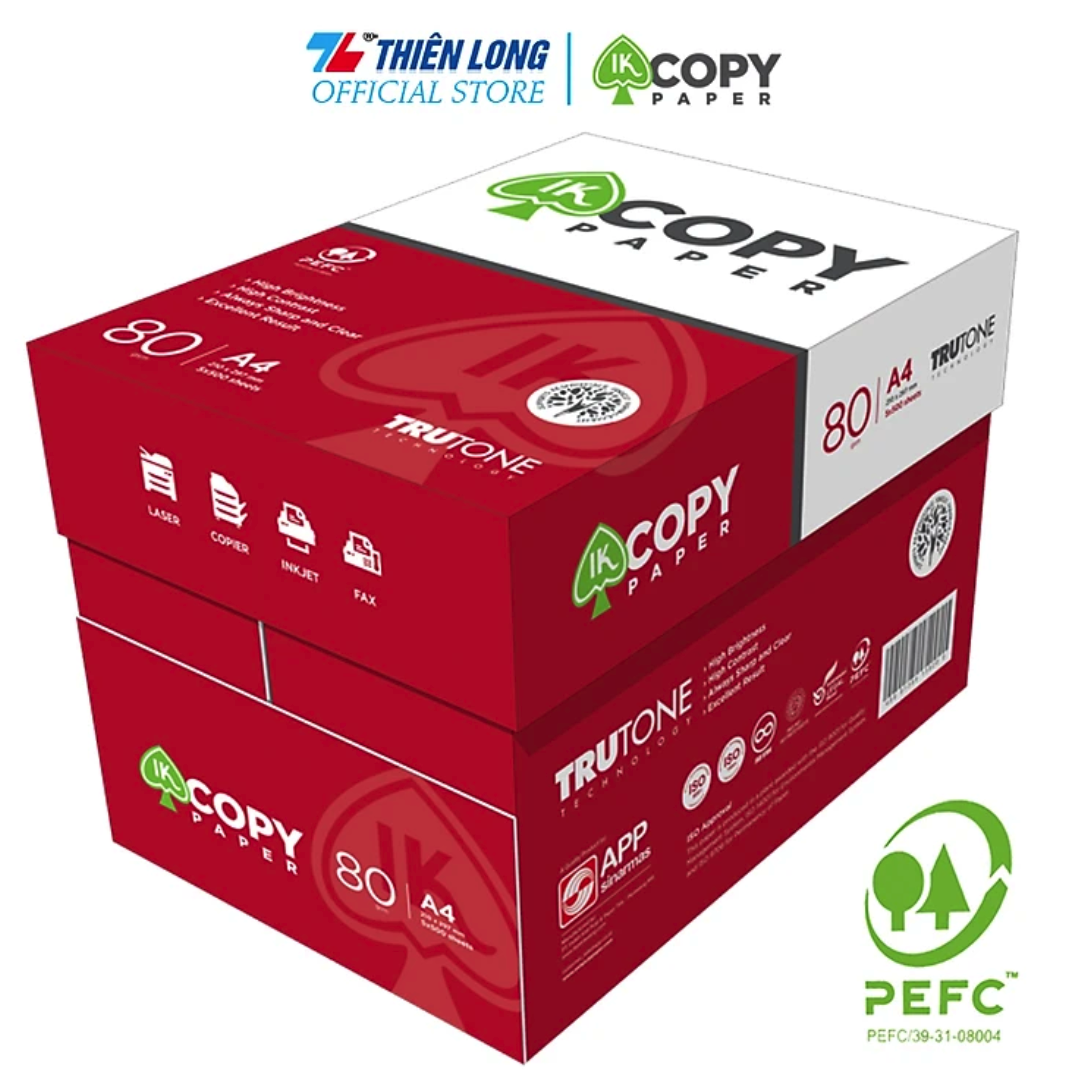 Combo 5 Ream giấy A4 80 gsm IK Copy - Hàng nhập khẩu Indonesia Hàng nguyên thùng chất lượng cao