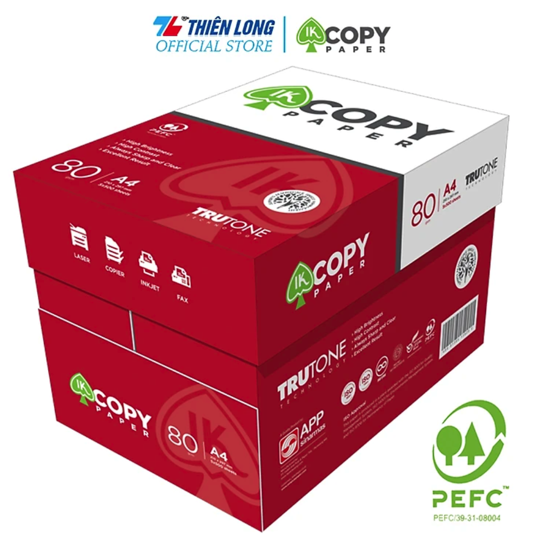 Combo 5 Ream giấy A4 80 gsm IK Copy (500 tờ) - Hàng nhập khẩu Indonesia Hàng nguyên thùng chất lượng cao