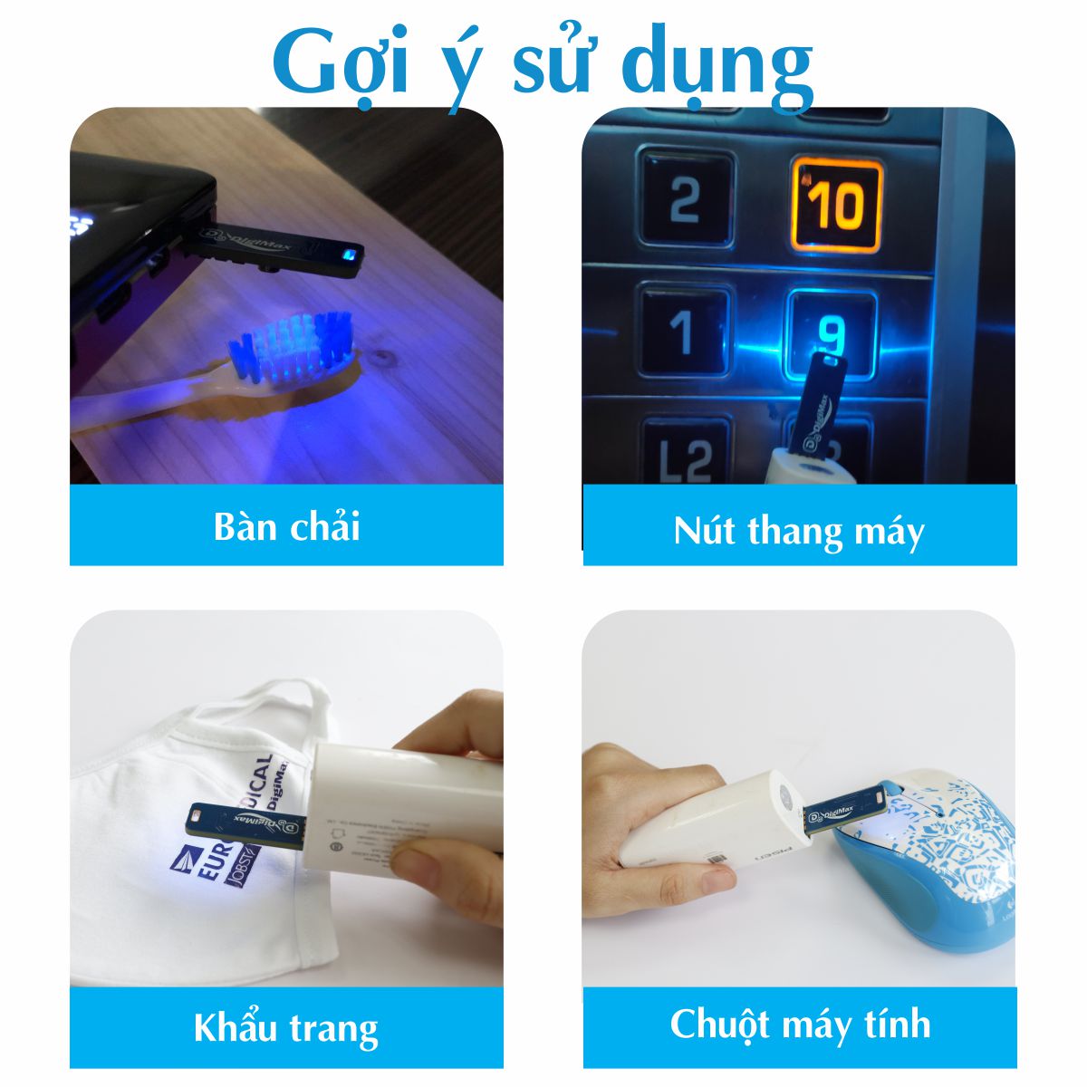 Đèn diệt khuẩn mini di động Digimax UV-C nguồn USB, siêu nhỏ - diệt khuẩn tức thì (DP-3R1)