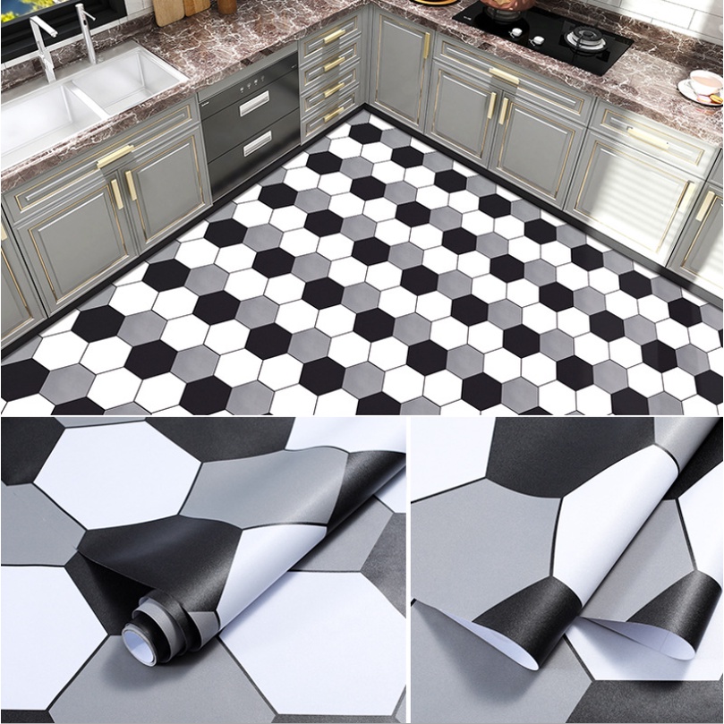 Decal Giấy Dán Nền Sàn Nhà Trang Trí Nhà Cửa NGŨ GIÁC 3 MÀU HS2021 Có Keo Sẵn Khổ 60cm, GIÁ BÁN 1 MÉT DÀI