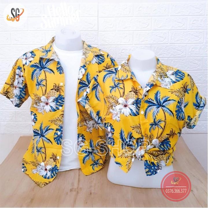 Bộ Đồ Hoạ Tiết Đi Biển Cao Cấp - Nguyên Bộ Nam Nữ Trẻ Em - Chất Vải Kate Thái Mát Mẻ