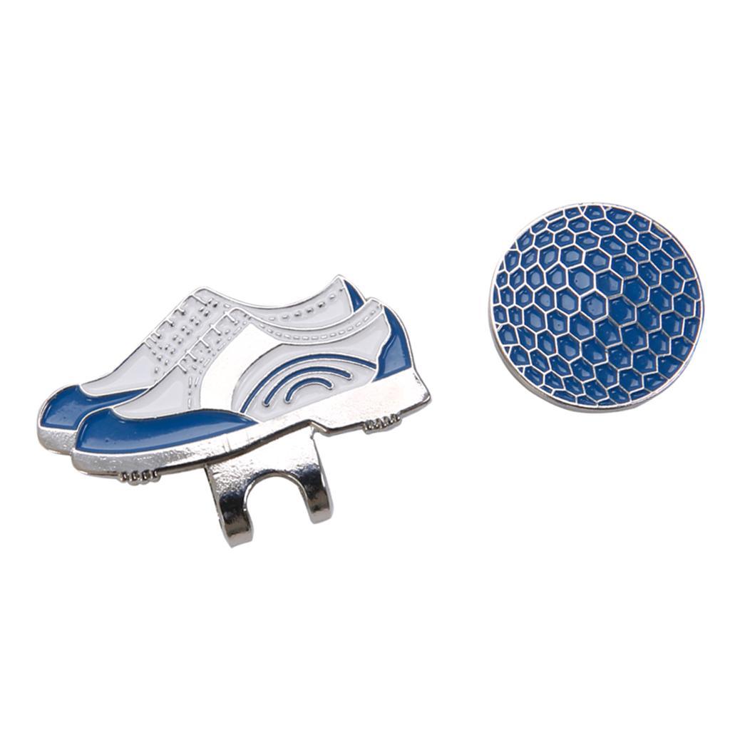 2xGolf Hat Clip with Detachable Ball Marker Pattern Blue