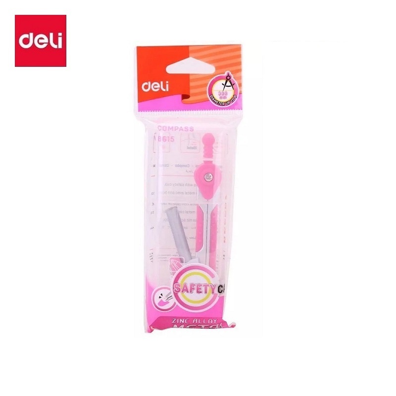 Compa chì gỗ Deli 8615 / Compa học sinh Deli E8615 chì gỗ thay thế tiện lợi có hộp đựng