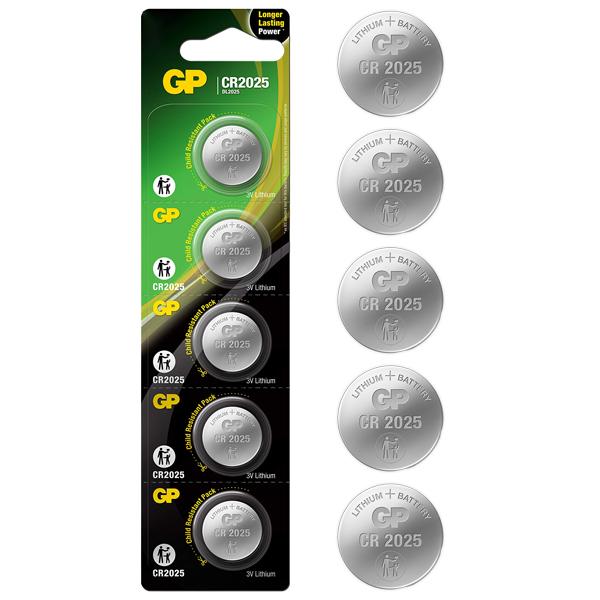 Vỉ 5 Pin Cúc Áo GP Lithium Coin Battery 3V - GP CR2025-2CPU5