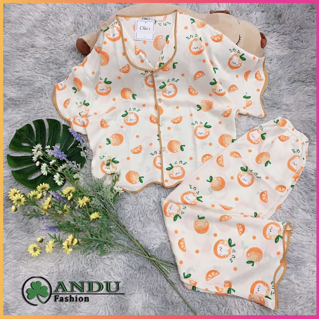 Đồ Bộ Nữ Pijama Lụa Mango Cao Cấp Tay Dài Quần Dài, Đồ mặc nhà, Đồ Bộ dài, ĐỒ bộ đùi, Pijama mặc nhà, Set Quần Áo Mặc Nhà Họa Tiết Dễ Thương