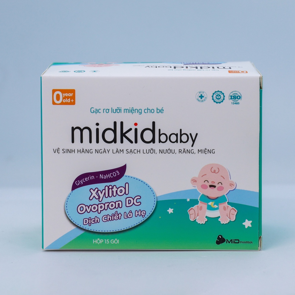 Gạc rơ lưỡi Midkid Baby cho bé sơ sinh giúp làm sạch lưỡi, răng nướu và khoang miệng, an toàn, đạt tiêu chuẩn ISO 5 sao