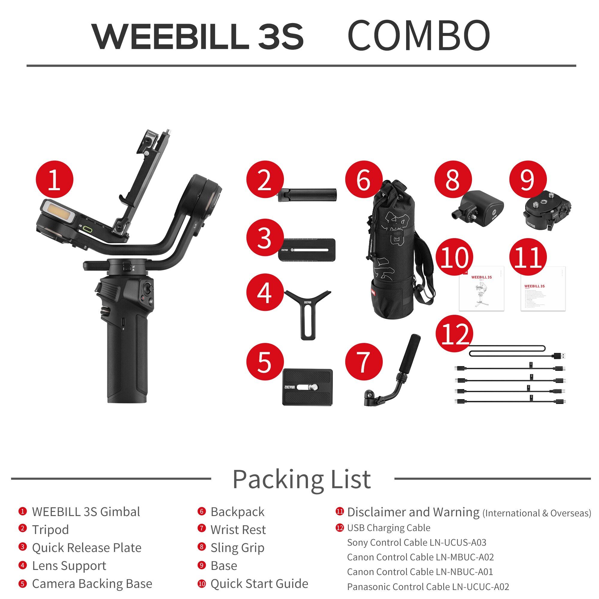 Gimbal Zhiyun WEEBILL 3S – Hàng Chính Hãng – [Tặng kèm nón Drone