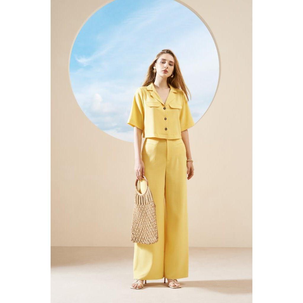 Atous Áo Croptop Cổ Vest CARLA