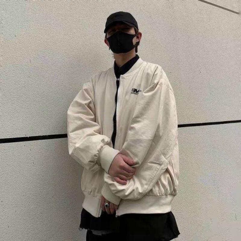 (Ảnh thật) Áo khoác da lộn 2 lớp FM carô form rộng kiểu bomber bóng chày unisex nam nữ che nắng mưa phong cách hàn