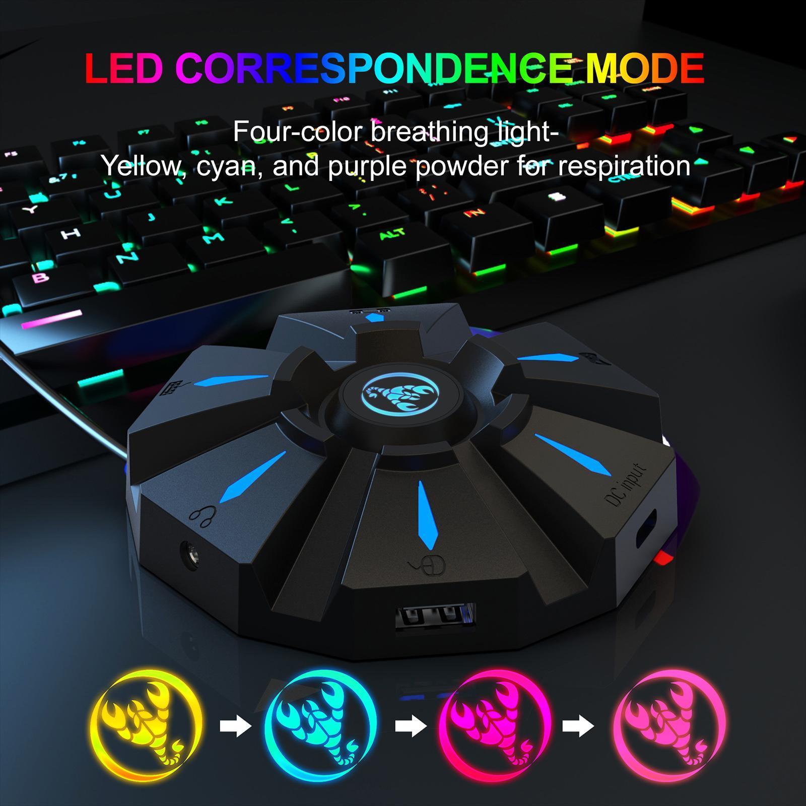 ABS USB Gaming Keyboard Mouse Console Adapter Type C for PS3