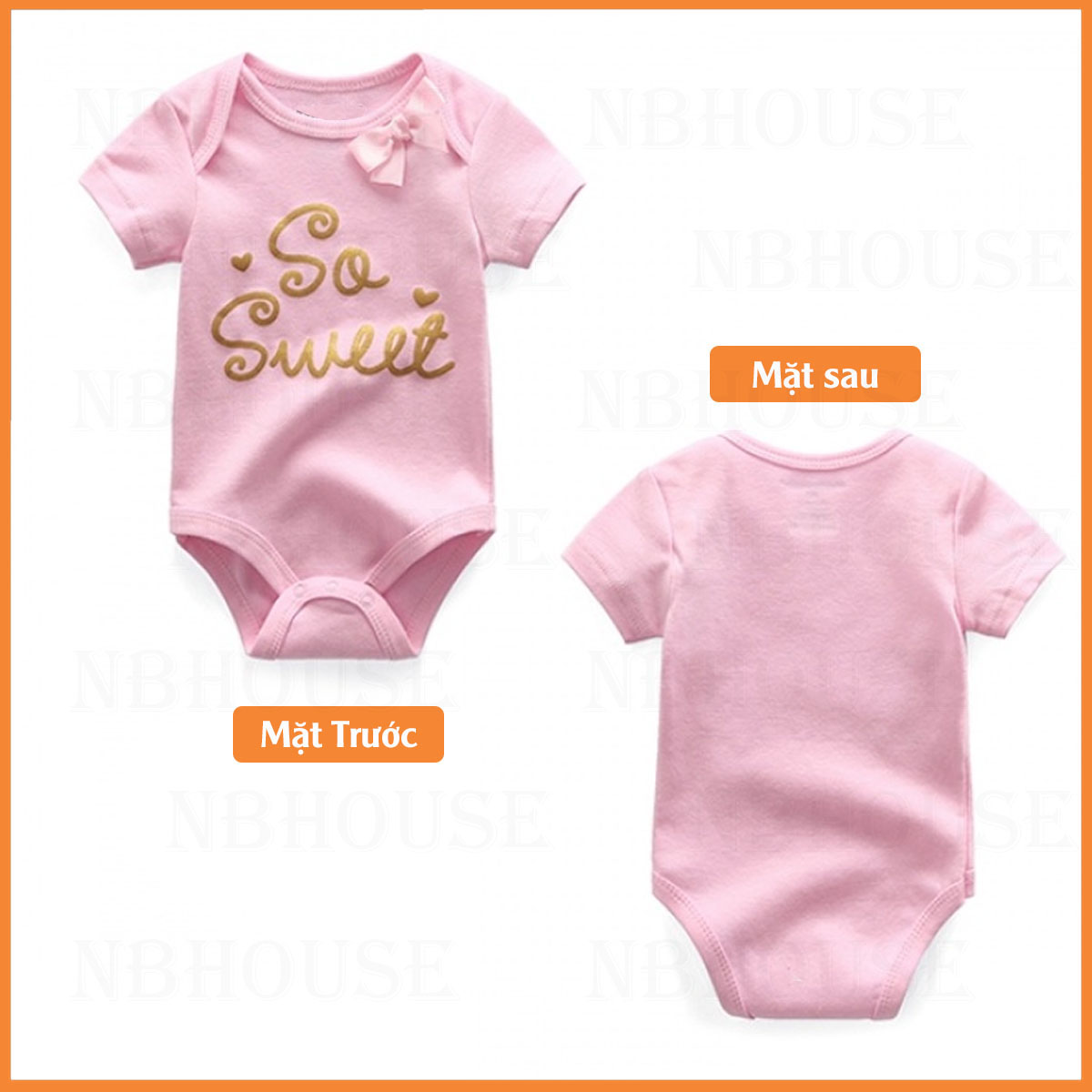 Bộ Đồ Bodysuit Liền Thân Ngắn Tay Cho Bé Gái Sơ Sinh Từ 0-3 Tháng Tuổi