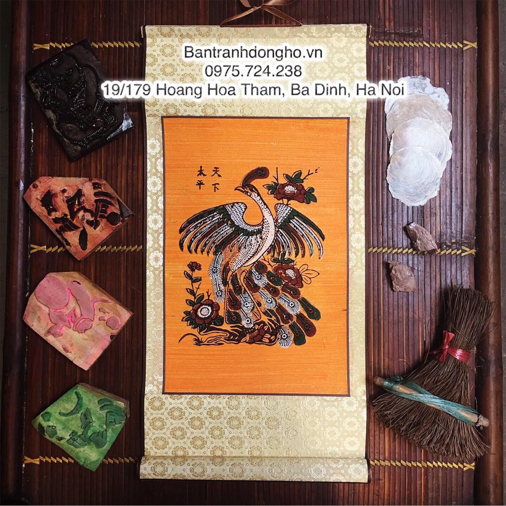 Tranh Đông Hồ Thiên hạ thái bình - Con công - Tranh Đông Hồ Biểu Lụa