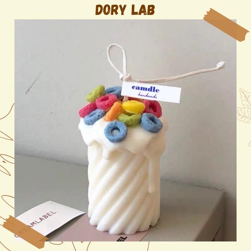 Nến Thơm Trụ Xoắn Phủ Kem Topping Handmade Hàn Quốc, Phụ Kiện Decor Chụp Ảnh - Dory Lab
