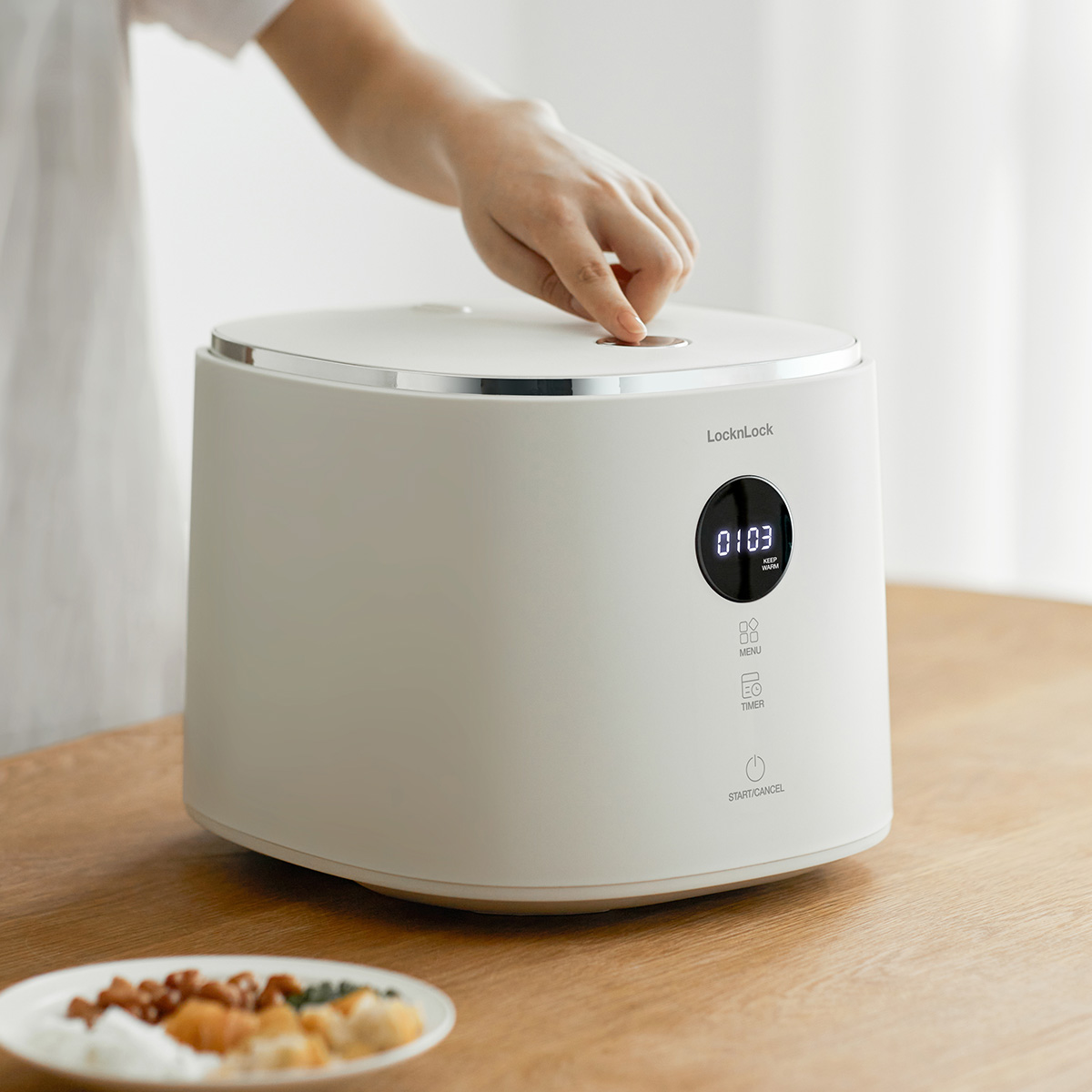 Nồi cơm điện Locknlock Nemo Rice Cooker EJR384IVY (605W - 1.2L) - Hàng Chính Hãng