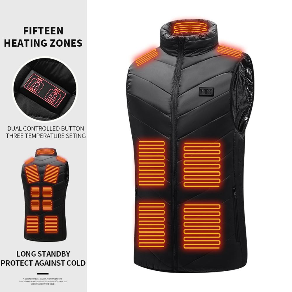 Heated Vest for Men Women 15-Zone Winter Electric Heating Vest Washable Heating Jacket with 3 Heating Levels