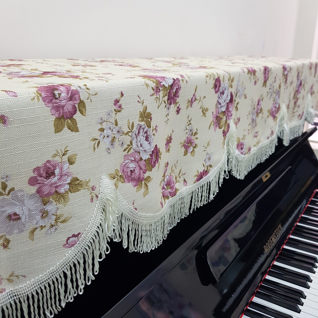 Khăn phủ đàn Piano cơ mẫu họa tiết hoa hồng