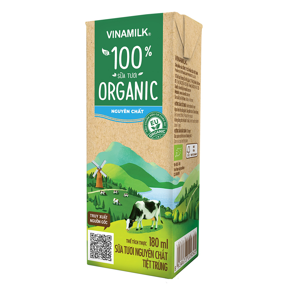 Thùng 12 Hộp Sữa Tươi Tiệt Trùng Vinamilk 100% Organic Không Đường