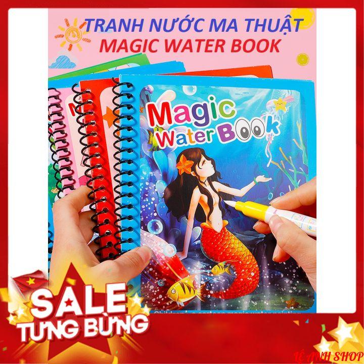 Tranh nước ma thuật -MAGIC WATER BOOK, Tranh tô màu nước ma thuật thần kỳ không dính bẩn tay chân nhiều chủ đề cho bé