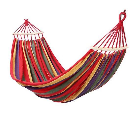 Võng Dù Kẻ Sọc Du Lịch 2 Lớp Dày Dặn, Chịu Lực Cao Size 180cm x 80cm - GDHN Loại Tốt