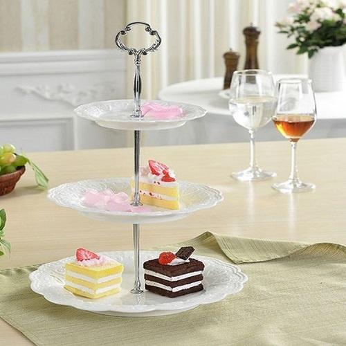Khay Kệ Đựng Trái Cây Đựng Bánh 3 Tầng Hình Tròn Hình Vuông Sang Trọng