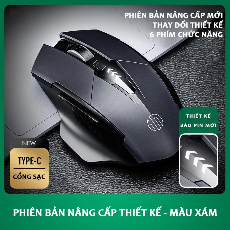 Chuột không dây bluetooth pin sạc INPHIC PM6 có đèn báo pin, SILENT chống ồn bấm cực êm - Chuột Bluetooth cho máy tính - Hàng chính hãng