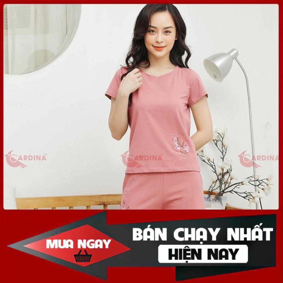 Đồ bộ đùi nữ cao cấp thêu hoa chất Cotton sợi Tre Bamboo, vải mát mịn, co giãn, thoải mái và tiện lợi