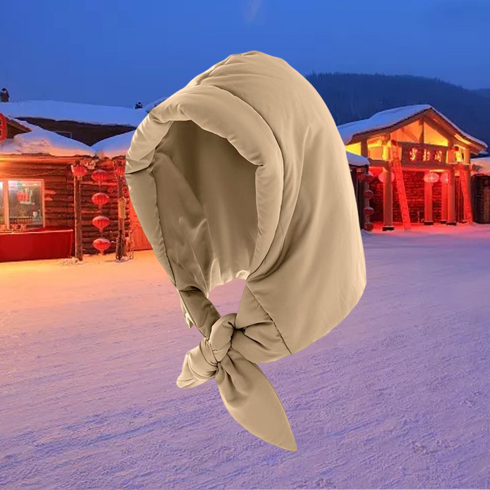 Women Quilted Headscarf Down Hat Windproof Neck Scarf Light and Warm Scarf