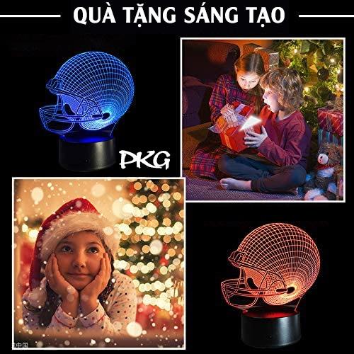 Đèn Ngủ Led 3D Hình MŨ BẢO HIỂM HOCKEY KHÚC CÔN CẦU Quà Tặng Trang Trí cảm ứng có Điều khiển từ xa nháy sáng 16 màu