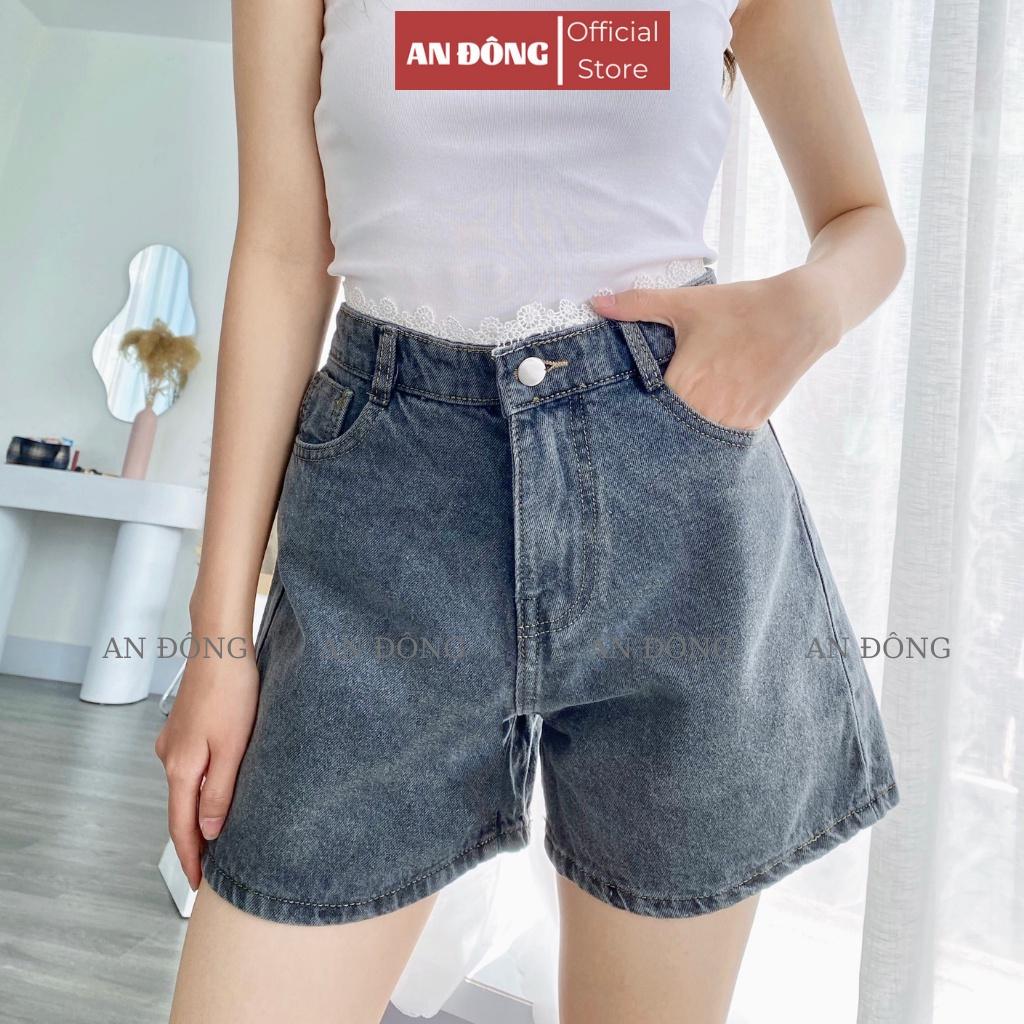 Quần Đùi Jean, Short Ngố Jean Ống Rộng Lưng Cao Phối Ren