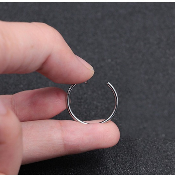 Bông Tai Nam Khoen Tròn Loại Kẹp Không Cần Bấm Lỗ Tai Chất Liệu Thép Titan Ko Đen Ko Dị Ứng TT 1795 - 1 cặp