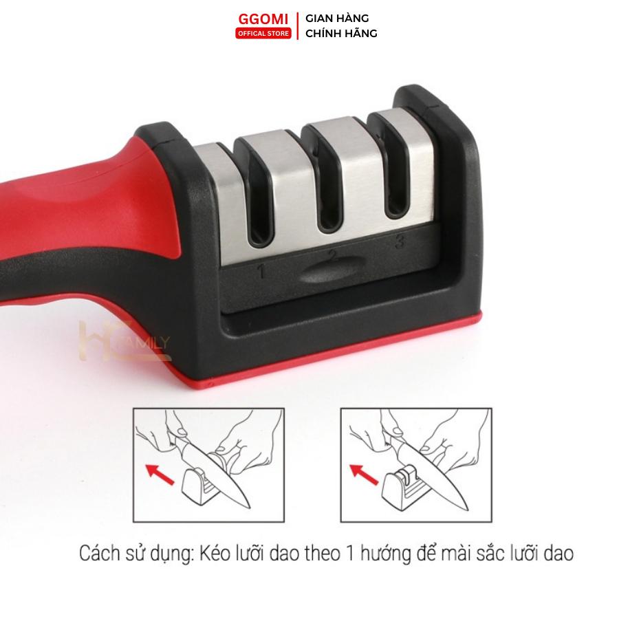 Mài dao 3 rãnh inox Ggomi loại lớn cao cấp, lưỡi mài sắc bén, tinh tế, mang lại sự bền bỉ cho lưỡi dao
