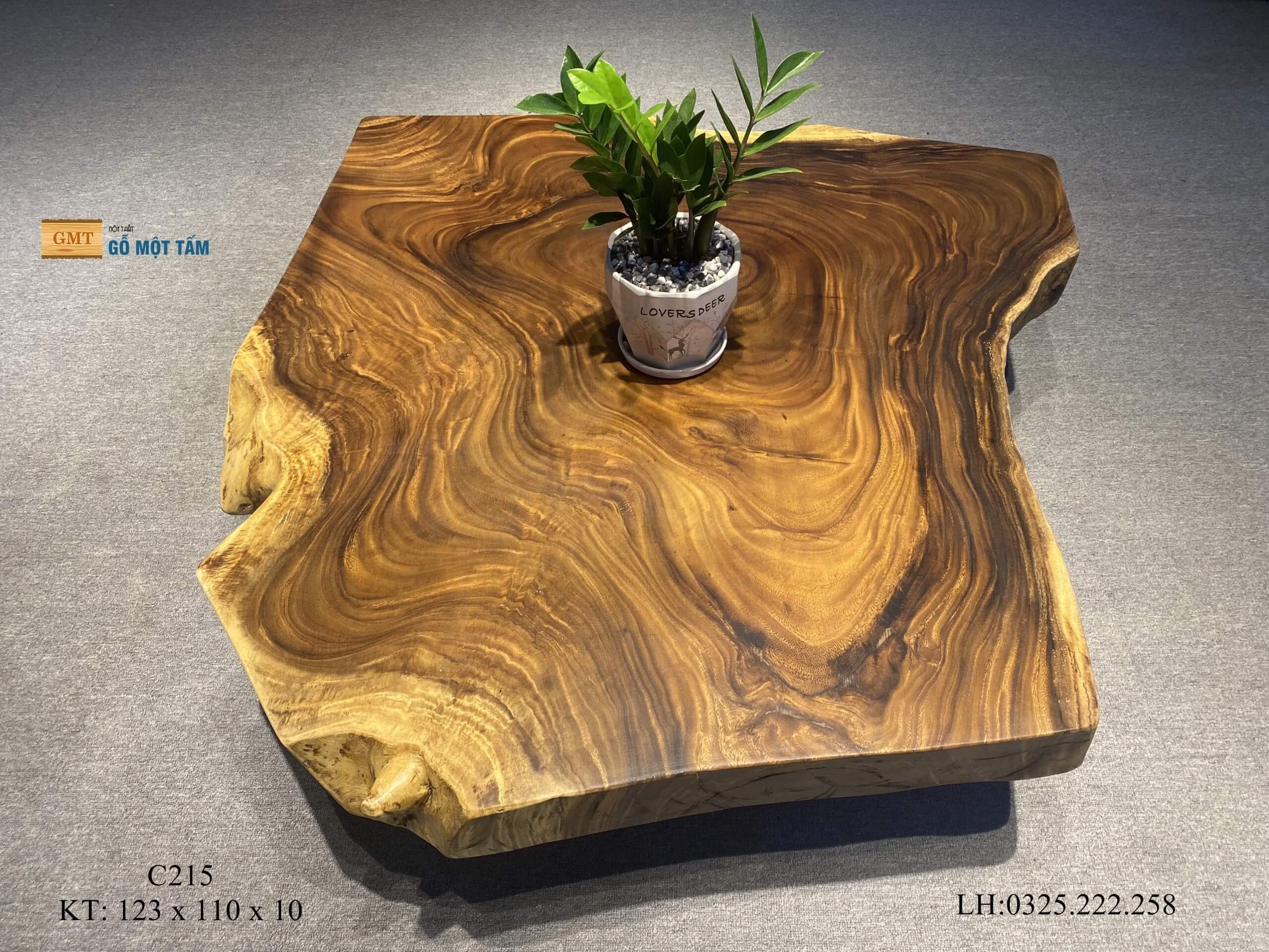 Bàn Sofa Gỗ Me Tây, Bàn Sân Vườn Gỗ Me Tây, Bàn Gỗ Me Tây Nguyên Tấm Dài 1,23m Rộng 1,1m Dày 10cm