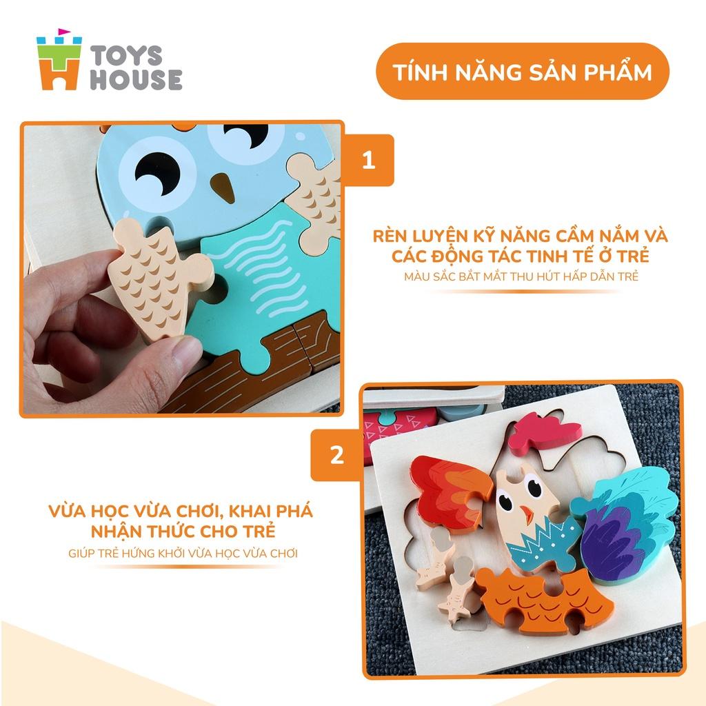 Đồ chơi ghép hình gỗ 3D - đồ chơi gỗ thông minh ToysHouse nhân vật hoạt hình ngộ nghĩnh, màu sắc đa dạng