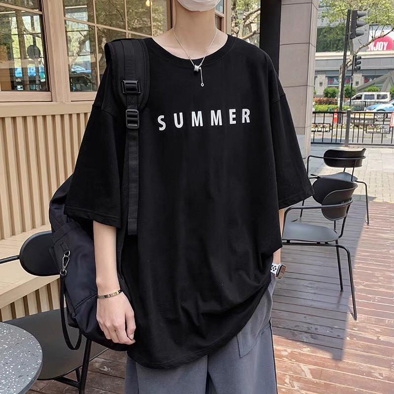 Áo Thun SUMMER tay lỡ form rộng Unisex 38-65kg Nam Nữ