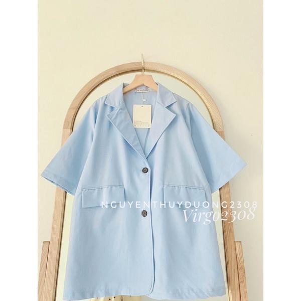 Áo blazer ngắn tay thời trang Hàn quốc/Áo blazer ngắn tay túi nắp Ulzzang