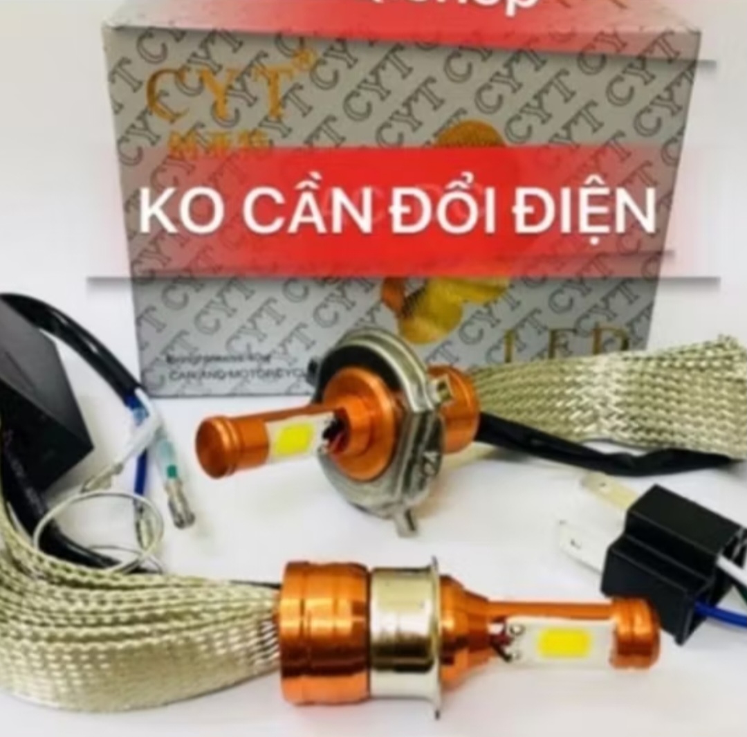 BÓNG ĐÈN PHA LED 3 TIM TẢN NHIỆT ĐUÔI CÔNG LẮP XE MÁY ÔTÔ