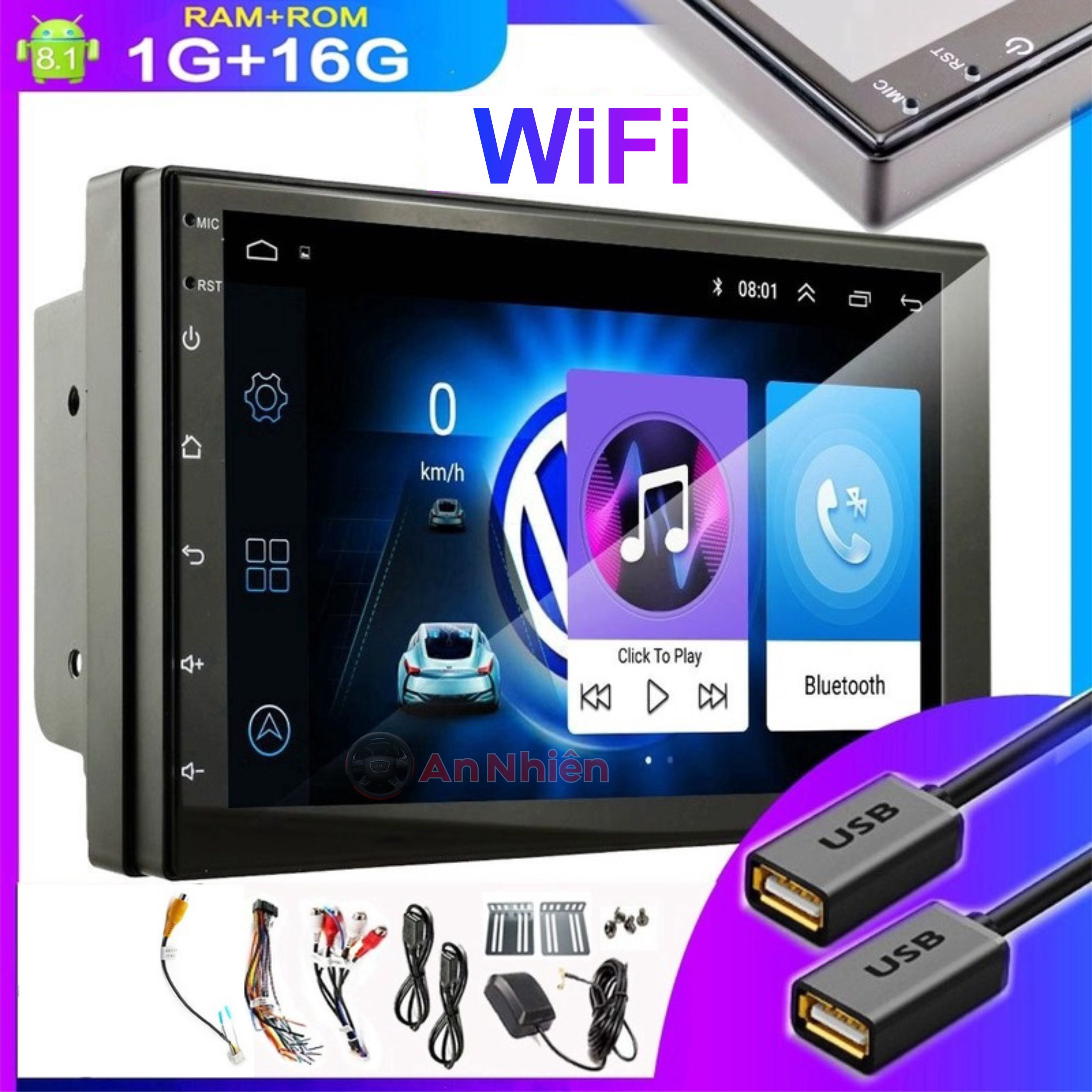 Đầu DVD Android Ô Tô Chạy Sim 4G, Thu Phát Wifi, Màn Hình 7inch Full HD