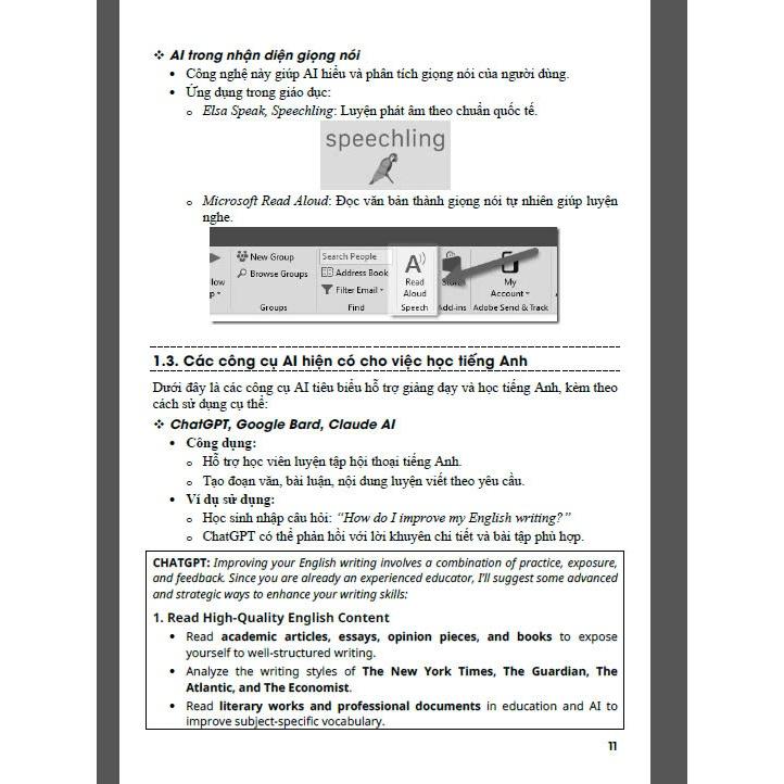 Sách -  Ứng dụng trí tuệ nhân tạo (ai) trong dạy và học môn tiếng anh (dành cho giáo viên và học sinh) - HA