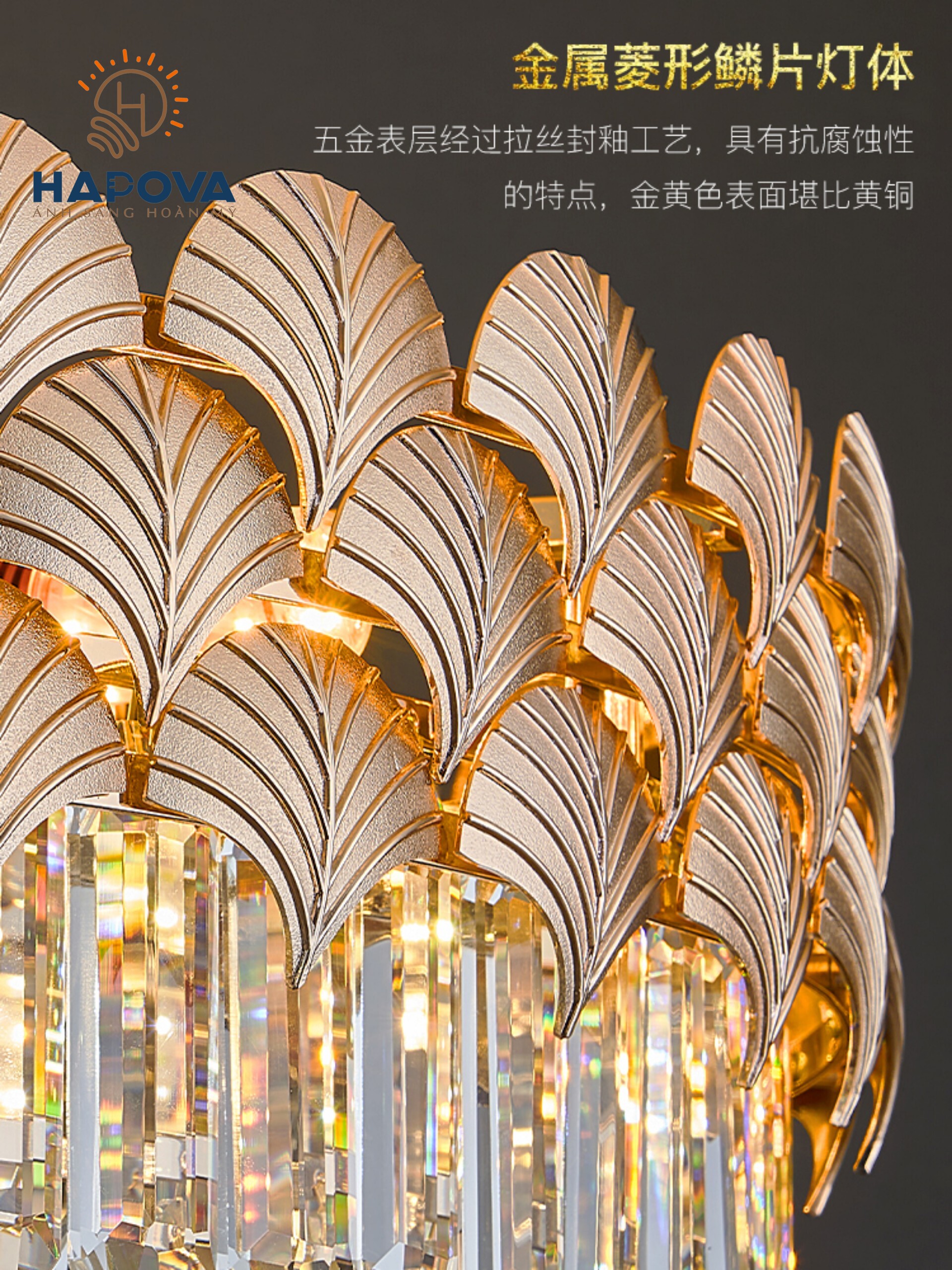 Đèn chùm trang trí phòng khách, phòng ngủ HAPOVA ANNOL 8116 đường kính 600/800mm Kèm Bóng E14