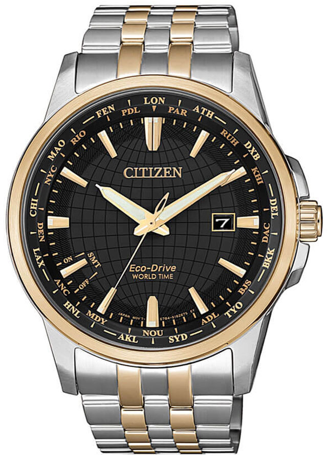 Đồng Hồ Nam Citizen World Time Eco-Drive BX1006-85E  - Dây Kim Loại - Kính Sapphire - Mặt Đen
