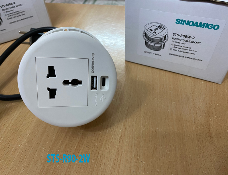 Hộp ổ điện âm bàn sinoamigo STS-R90-2B, STS-R90-2W cao cấp hàng chính hãng