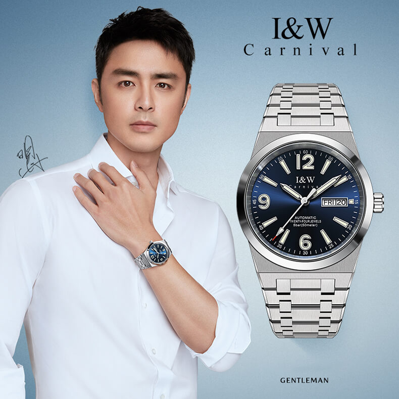 Đồng hồ nam chính hãng IW CARNIVAL IW730G-1 Kính sapphire ,chống xước ,Chống nước 50m ,Bảo hành 24 tháng,Máy cơ ,dây kim loại thép không gỉ 316L, mặt xanh thiết kế đơn giản dễ đeo