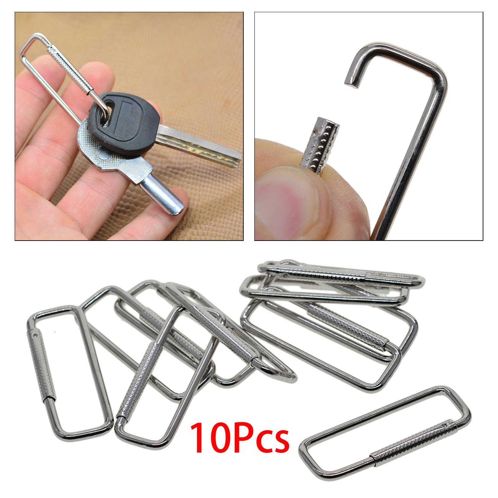 10Pcs Rectangle Carabiner Clips Hook Portable Durable Multifunctional Metal Sturdy DIY Keychain Clips Spring Buckle for Outdoor Indoor Bags