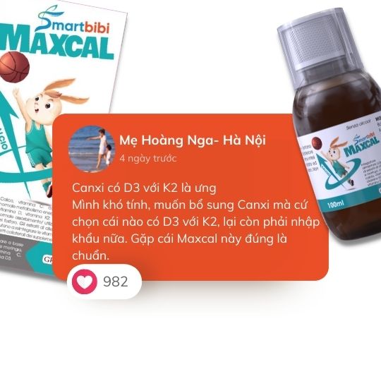 SMARTBIBI MAXCAL - Siro Bổ Sung Canxi, Viamin D3K2 Cho Trẻ, Giúp Tăng Khả Năng Hấp Thu Canxi Và Hỗ Trợ Phát Triển Chiều Cao Giảm Nguy Cơ Còi Xương, Chậm Mọc Răng Do Thiếu Canxi Ở Trẻ Nhỏ (100ml)