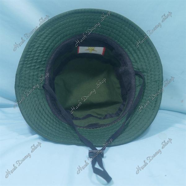 Nón tai bèo trẻ em 3-5 tuổi, mũ tai bèo thêu Lá cờ Việt Nam size đầu 52-53cm, đường kính 18cm - Rêu Đậm
