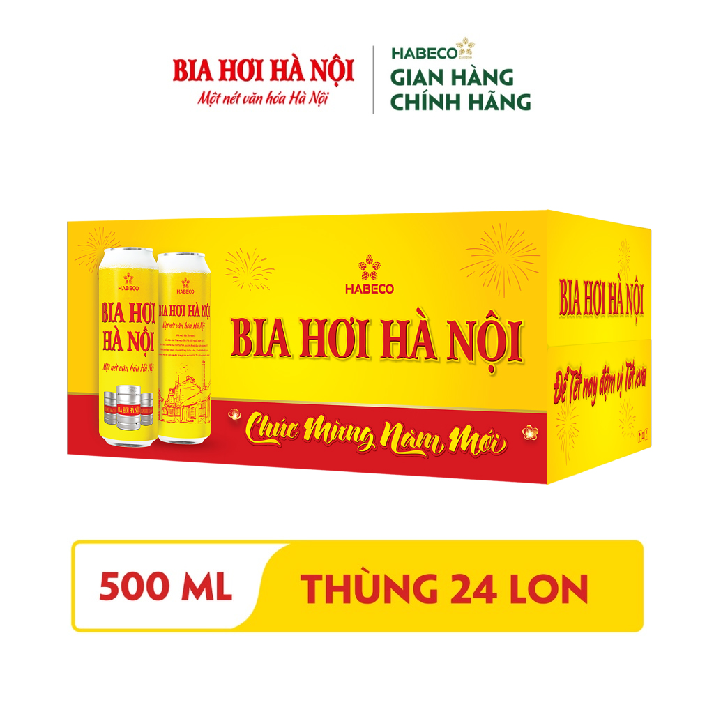 Bia Hơi Hà Nội - Thùng 24 lon 500ml - Phiên bản Tết