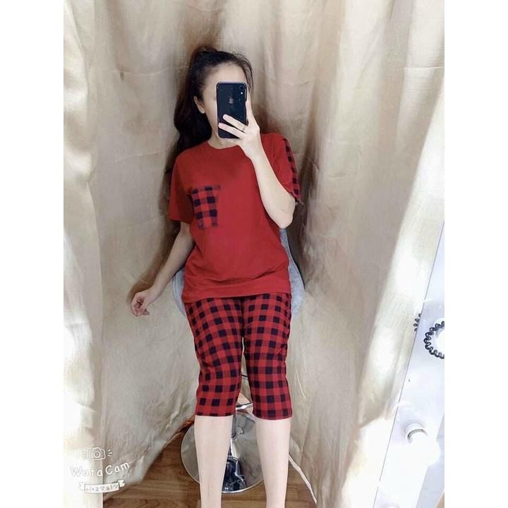 Đồ ngủ nữ trung niên quần lửng ngố Đồ bộ nữ đồ mặc nhà đẹp dễ thương bigsize thun cotton thể thao ESHOP AD19