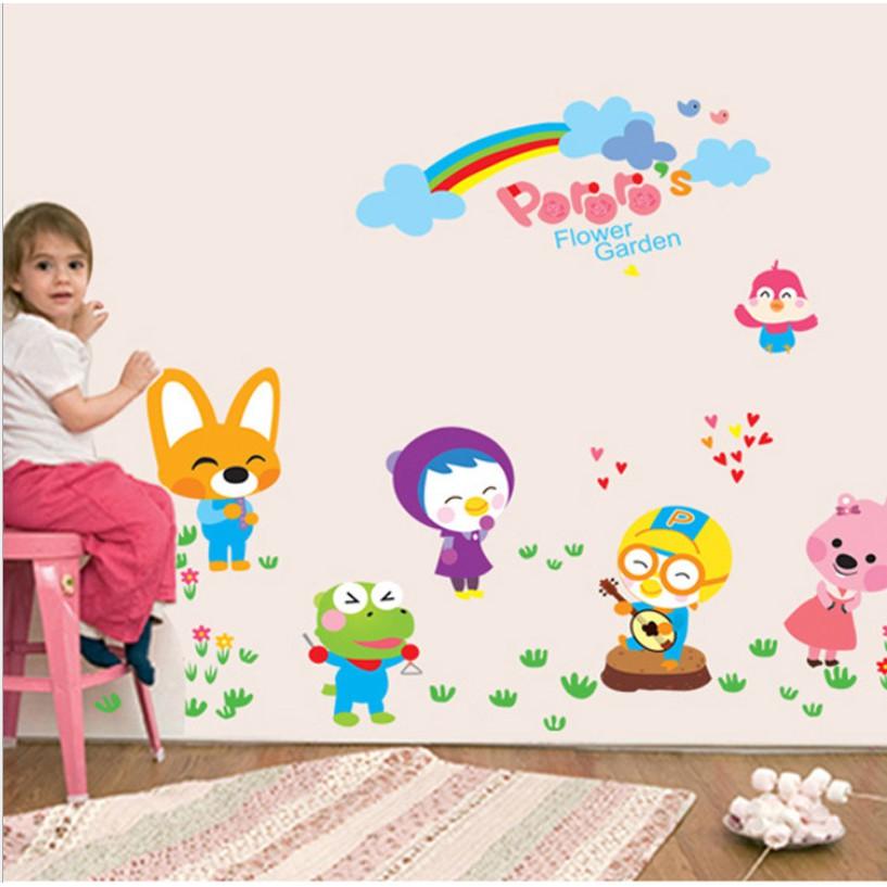 Decal trang trí tường - Gấu thỏ vui chơi sắc màu cùng bé