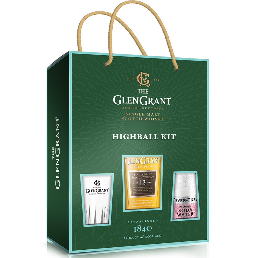 Set GLENGRANT SODA: 01 Rượu Glen Grant Aged 12YO 700ml 43% &amp; 02 chai Fever Tree Soda Water - Kèm hộp